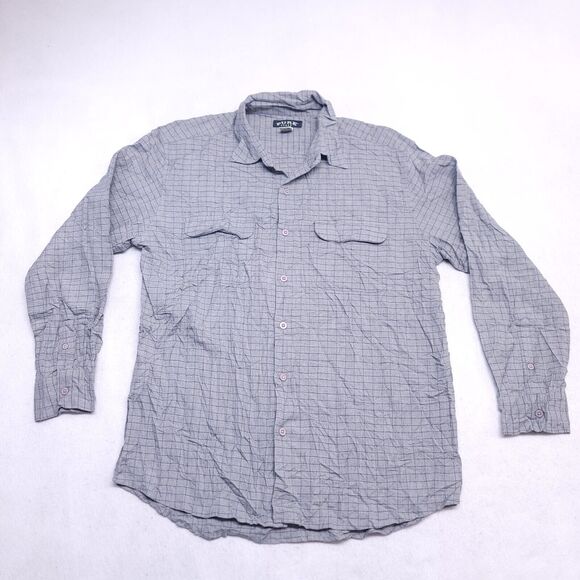 Pure Stuff Flannel Long Sleeve Button Up Shirt Mens Size Large L Gray Black - Picture 2 of 10